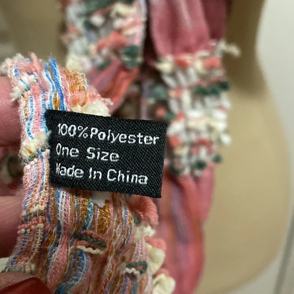 Bohemian Water Color Scarf & Wrap OS Womens puckered gathered fringe Pom poms